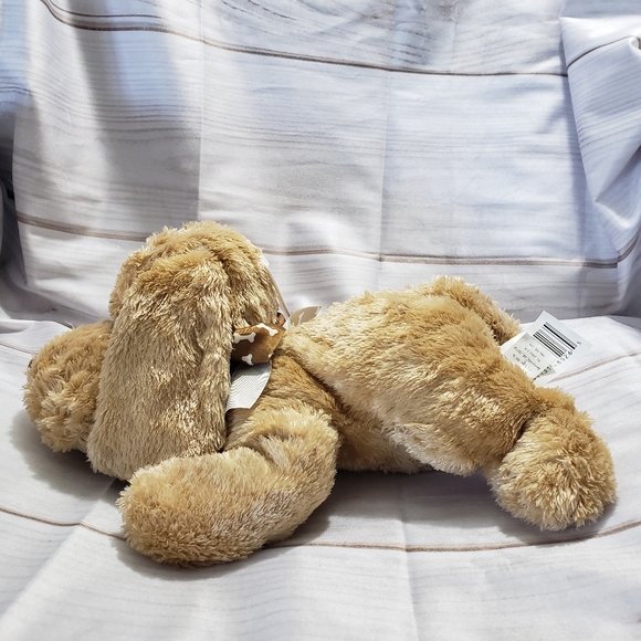 🌞SOLD🌞 Walmart Silky Brown Dog Plush 14" Stuffed Animal Bone Print Bow HTF - Picture 3 of 9